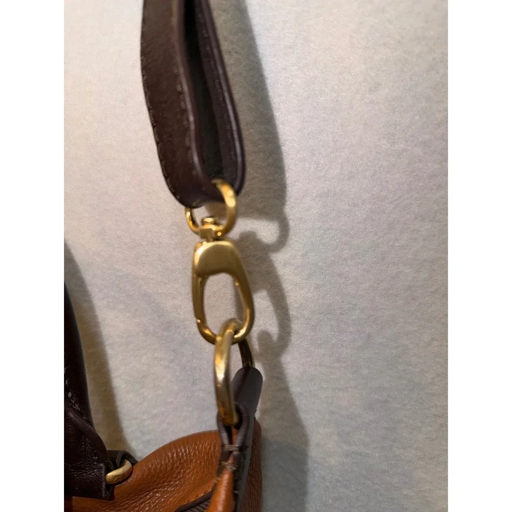 Isabella‎ Fiore Leather Chevron Satchel Crossbody Bag Tan Brown